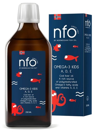 NFO Омега (омега-3) жидкая  для детей, Жир печени трески, А,Д,Е масло  250 мл