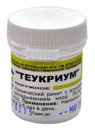 ТЕУКРИУМ (хронический насморк, аденоиды, стоматит, зубная боль) мазь 25 г