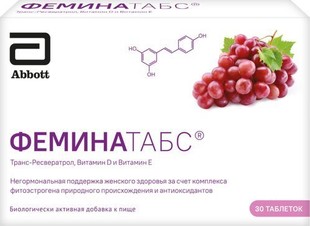 Феминатабс (витамин Е, ресвератрол) Фитоэстрогены. таблетки  №30